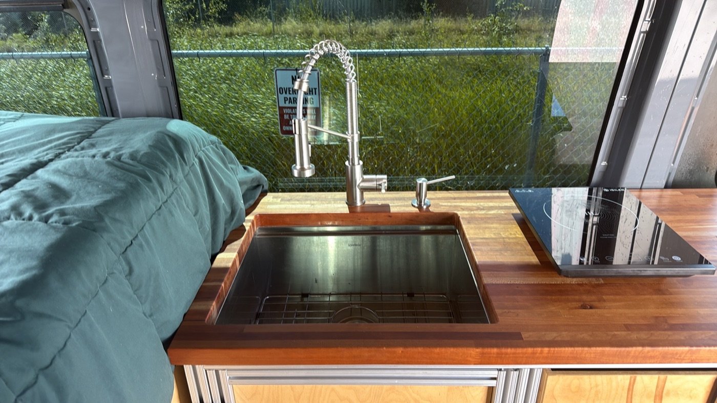 Pressurized fresh water system with industrial faucet